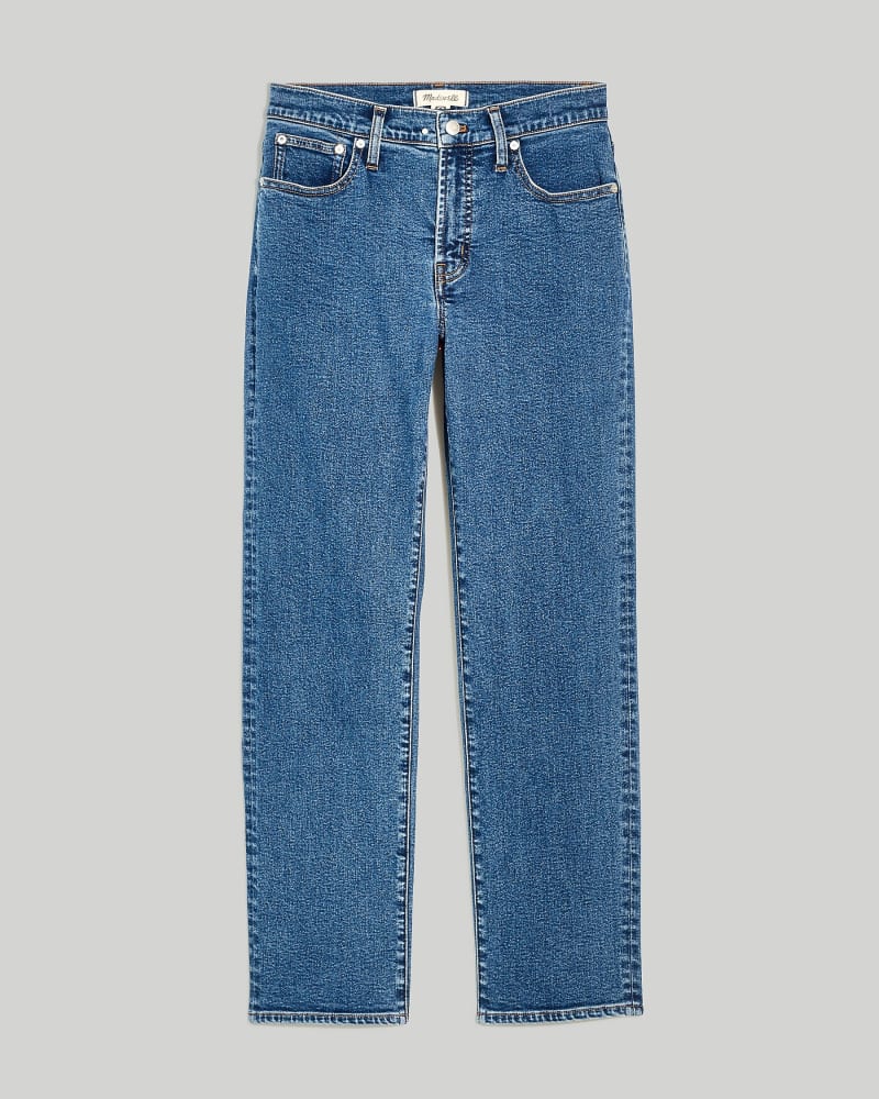 Front of a size 18W Perfect Vintage High Rise Straight in Bright Indigo by Madewell. | dia_product_style_image_id:324391